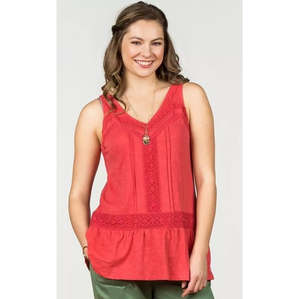 Matilda Jane Womens Fond MEMORIES TANK Top Red Orange Size Small New
